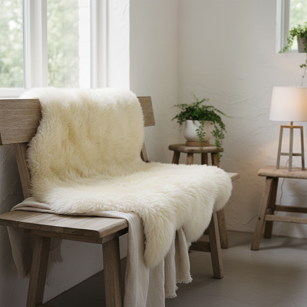 Sheepskin in a home setting
